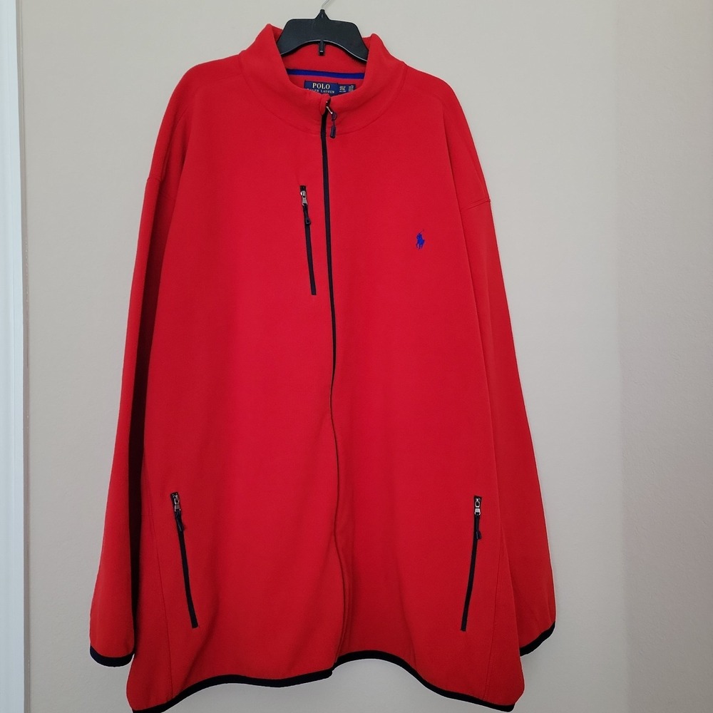 Polo Ralph Lauren Performance Fleece Jacket Mens Size 4XL Full Zip Pockets Red